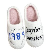 Chinelos Trefidy Taylor para mulheres, homens, chinelos domésticos, chinelos de pelúcia confortáveis para quarto doméstico, sapatos internos, tamanho feminino de 7 a 7,5 = tamanho masculino de 5 a 6