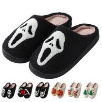 Chinelos Zuiyisu Halloween, pelúcia de Natal, aconchegantes, interiores e exteriores
