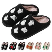 Chinelos Zuiyisu Halloween Plush Fuzzy Winter para mulheres e homens