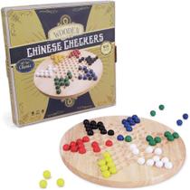 Chinese Checkers Brybelly, toda em madeira natural com bolinhas de madeira