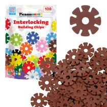 Chip de construção: disco interligado, blocos de construção, PicassoTiles PTF108, cor marrom
