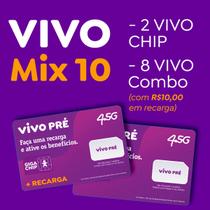 Chip Vivo Kit 10: 2 Chip S/ Recarga+8 C/ R10 De Recarga