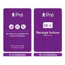 Chip Vivo Pré Kit 20 4 Sem Recarga 16 com 10,00 Recarga