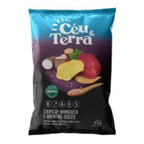 Chips de Mandioca e Batatas Doces Céu & Terra com Sal Rosa do Himalaia 45g Chips de Mandioca e Batatas Doces Céu & Terra com Sal Rosa do Himalaia 45g