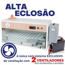 Chocadeira ALTA ECLOSÃO Automática 60 ovos Trivolt com Carregador e 2 ventiladores controle de Umidade (60TCU)