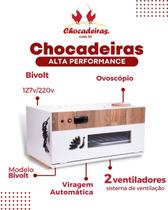 Chocadeira Automática Elétrica ALTA PERFORMANCE 70 OVOS PID com 2 ventiladores Bivolt com ovoscópio