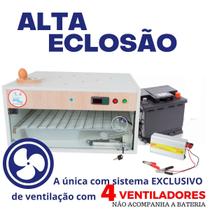 Chocadeira Elétrica ALTA ECLOSÃO Automática 120 ovos Trivolt Manual Controlador de Temperatura e Umidade PID com 4 ventiladores e ovoscópio