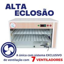 Chocadeira Elétrica ALTA ECLOSÃO Automática 220 ovos Bivolt Controlador de Temperatura e Umidade PID com 7 ventiladores e 2 resistências