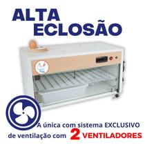 Chocadeira Elétrica ALTA ECLOSÃO Automática Bivolt PID com 2 ventiladores 60 ovos com Ovoscópio - Galinha Choca Chocadeiras