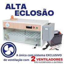 Chocadeira elétrica automática 2 ventiladores 60 ovos trivolt com carregador de bateria e ovoscópio acoplado