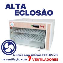 Chocadeira Elétrica Automática ALTA ECLOSÃO Bivolt PID 220 ovos com 7 ventiladores e 2 bancos de Resistências