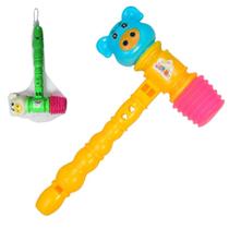 Chocalho baby martelo sanfodado com som e flauta animais 24x15cm - ARK BRASIL
