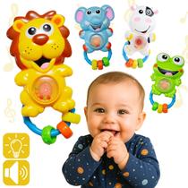 Chocalho Brinquedo Bebê Sensorial Musical Som e Luzes Divertido Caracol ATENTU