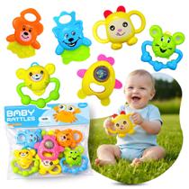 Chocalho Mordedor Bebê Brinquedo Kit 3 Meses Infantil Baby