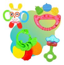 Chocalho Mordedor Brinquedo Bebê Sensorial Som Macio Color