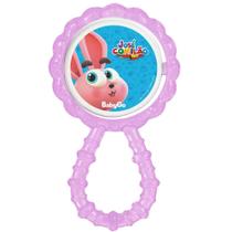 Chocalho Mordedor Para Bebe Macio Flexível Rosa José Totoy BabyGo
