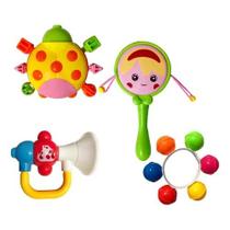 Chocalho para Bebê Brinquedo Infantil Educativo 4 Peças Chocalho para Bebê Brinquedo Infantil Educativo 4 Peças
