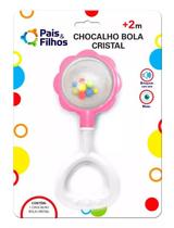 Chocalho Para Bebês Com Barulhinho Bola De Cristal Rosa - PAIS E FILHOS