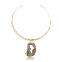 Chocker aro larga com pingente de geodo