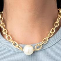 Chocker com elo redondo banhado a ouro 18 k e pérola shell Chocker com elo redondo banhado a ouro 18 k e pérola shell