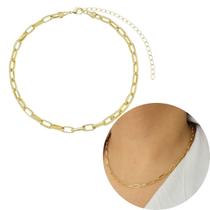 Chocker correntaria Elo quadrado Larga banhado a ouro 18k moda