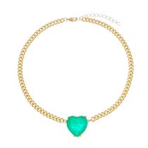 Chocker corrente coração esmeralda fusion banhado ouro 18K Chocker corrente coração esmeralda fusion banhado ouro 18K