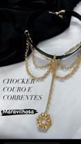 Chocker couro e correntes Chocker couro e correntes