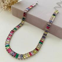 Chocker de Zircônia Rafas Colorida Chocker de Zircônia Rafas Colorida