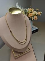 Chocker Dupla Elos Quadrado Banhado a Ouro