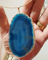 Chocker em Aro Banhado a ouro com Àgata Azul
