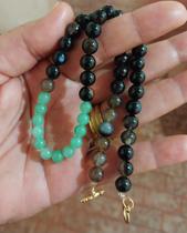 Chocker em Esferas de Turmalina Negra e Quartzo Verde