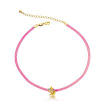 Chocker infantil camurça rosa claro e unicórnio Chocker infantil camurça rosa claro e unicórnio