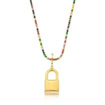 Chocker riviera colorida 40 cm com pingente cadeado