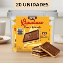 Choco Biscuit Bauducco Biscoito Coberto Chocolate Snack Lanchinho pote com 20 pacotes