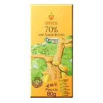 Chocolate 70% Cacau com Açúcar de Coco Orgânico Onveg 80g Chocolate 70% Cacau com Açúcar de Coco Orgânico Onveg 80g