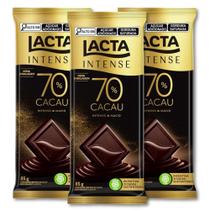 Chocolate Amargo Lacta Intense 70% Cacau Kit 3 Barras 85g Chocolate Amargo Lacta Intense 70% Cacau Kit 3 Barras 85g