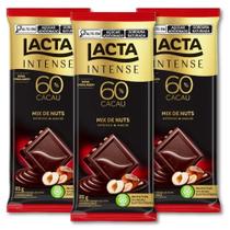 Chocolate Amargo Lacta Intense Mix de Nuts 60% Kit 3un 85g Chocolate Amargo Lacta Intense Mix de Nuts 60% Kit 3un 85g