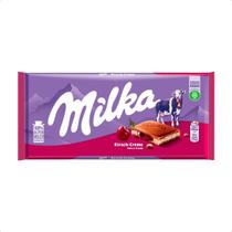 Chocolate ao leite com creme de cereja Milka 100g Importado Chocolate ao leite com creme de cereja Milka 100g Importado