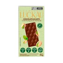 Chocolate ao Leite com Pistache Zero Açúcar Luckau 75g Chocolate ao Leite com Pistache Zero Açúcar Luckau 75g