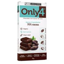 Chocolate c/ acucar de coco 70%cacau 70g only4