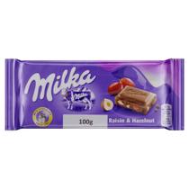 Chocolate com Uvas Passas e Avelã Milka Pacote 90g