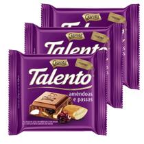 Chocolate Garoto Talento Amêndoas e Uvas Passas 25g Kit com três unidades