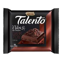 Chocolate Garoto Talento Tablete Dark Nibs de Cacau 75g Embalagem com 15 Unidades