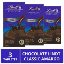 Chocolate Lindt Classic, Amargo, 3 barras de 100g