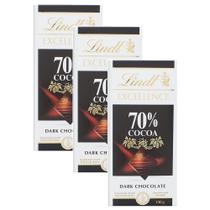 Chocolate Lindt Excellence 70% Cocoa Dark com 100g Kit com três unidades