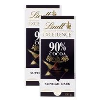 Chocolate Lindt Excellence 90% Cocoa Supreme Dark 100g Kit com duas unidades