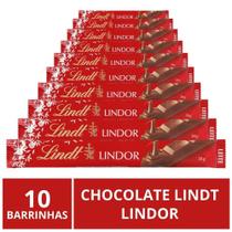 Chocolate Lindt Lindor Barra, Ao Leite, 10 Barrinhas de 38g