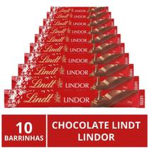 Chocolate Lindt Lindor Barra, Ao Leite, 10 Barrinhas de 38g Chocolate Lindt Lindor Barra, Ao Leite, 10 Barrinhas de 38g