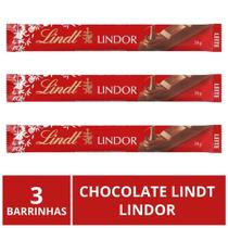 Chocolate Lindt Lindor Barra, Ao Leite, 3 Barrinhas de 38g