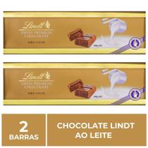 Chocolate Lindt Premium, Ao Leite, 2 barras de 300g Chocolate Lindt Premium, Ao Leite, 2 barras de 300g